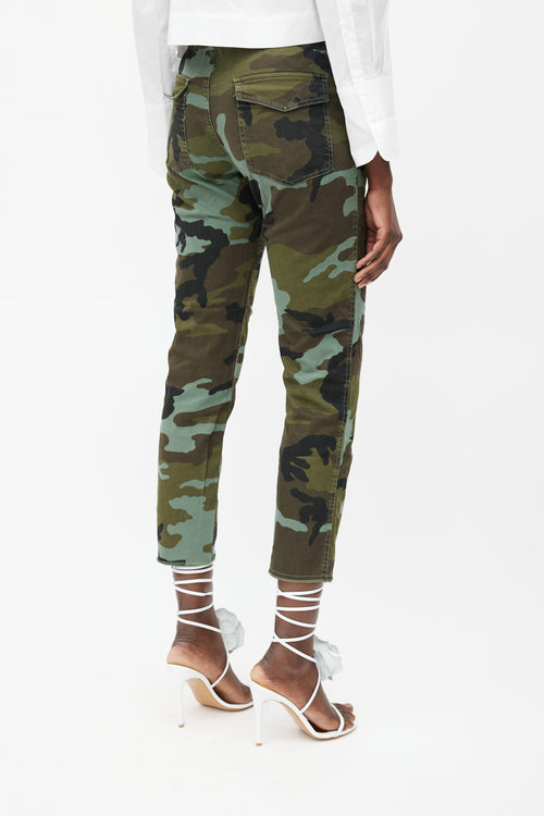 Nili Lotan Green Multi Camo Jenna Slim Leg Trouser