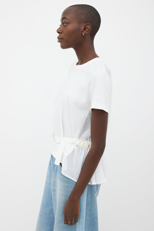 Noir Kei Ninomiya White Cotton 
Sheer Belted T-Shirt