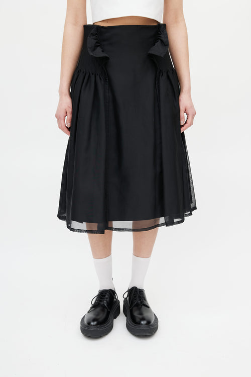 Noir Kei Ninomiya Black Pleated Overlay Skirt