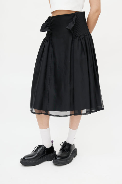 Noir Kei Ninomiya Black Pleated Overlay Skirt