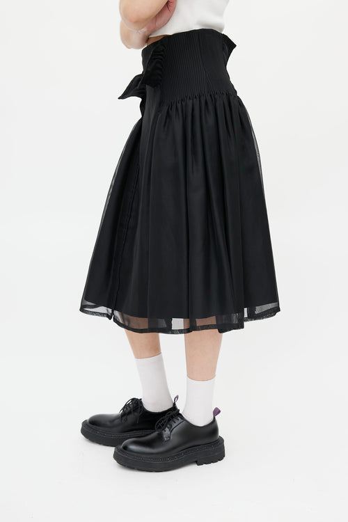 Noir Kei Ninomiya Black Pleated Overlay Skirt