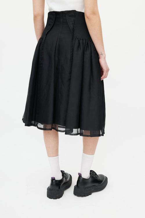 Noir Kei Ninomiya Black Pleated Overlay Skirt