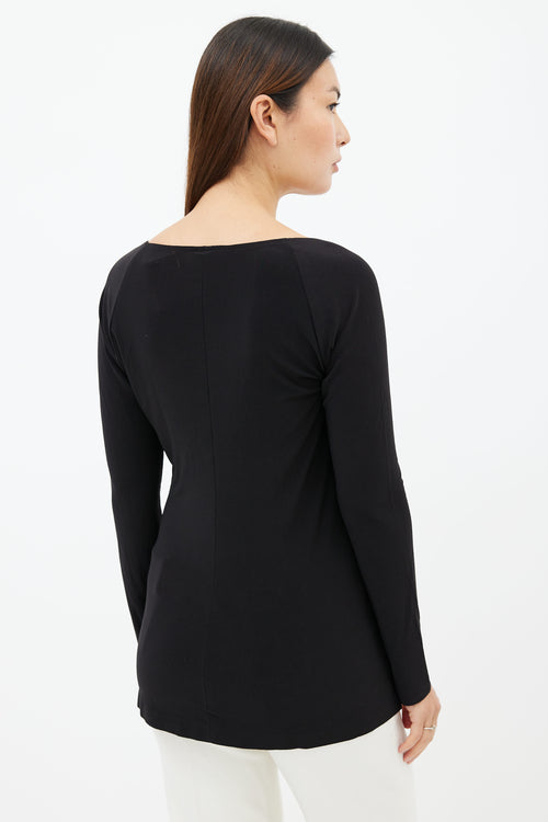 Norma Kamali Black Long Sleeve Ruched Top