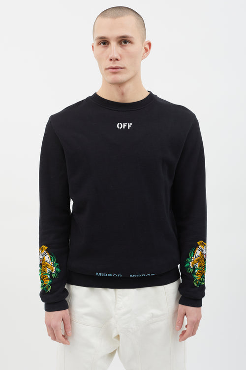 Off-White 2017 Black Mirror Mirror Patch Crew Sweatshirt