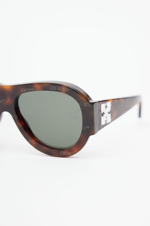 Off-White Brown Monogram Frida Pilot Sunglasses