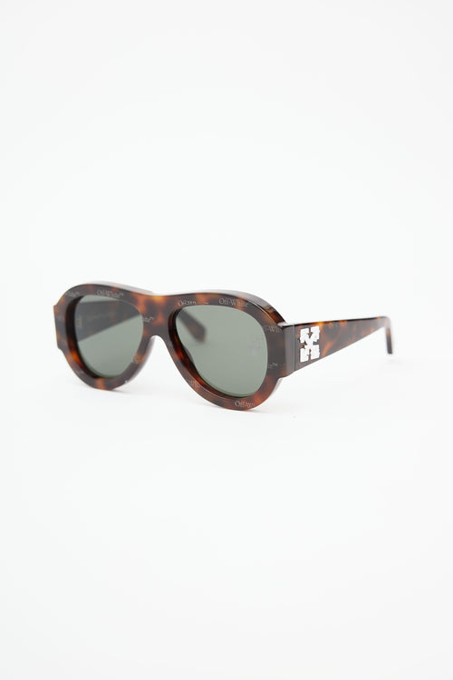 Off-White Brown Monogram Frida Pilot Sunglasses