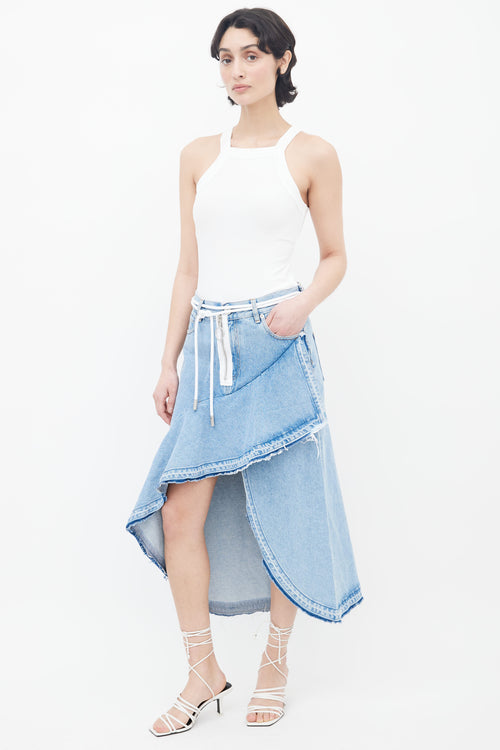 Off-White Fall 2017 Blue Denim Asymmetric Skirt