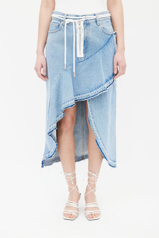 Off-White Fall 2017 Blue Denim Asymmetric Skirt