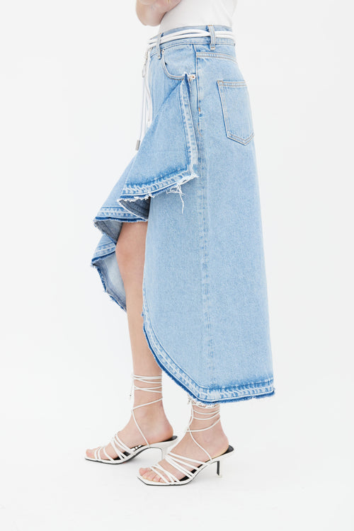 Off-White Fall 2017 Blue Denim Asymmetric Skirt