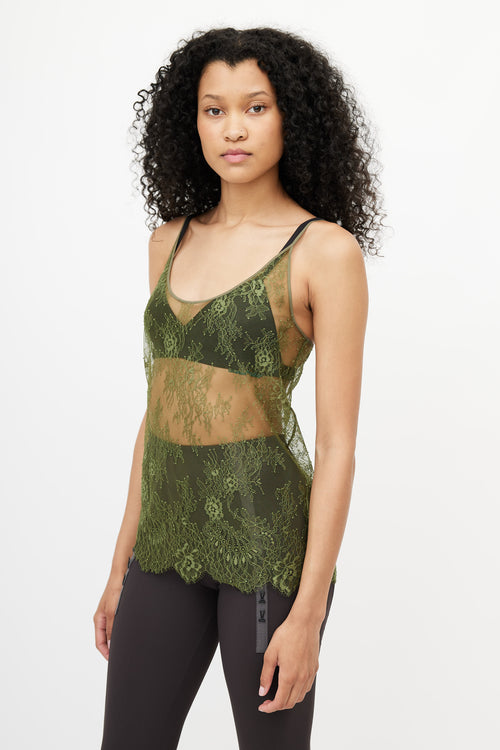 Green Floral Lace Top