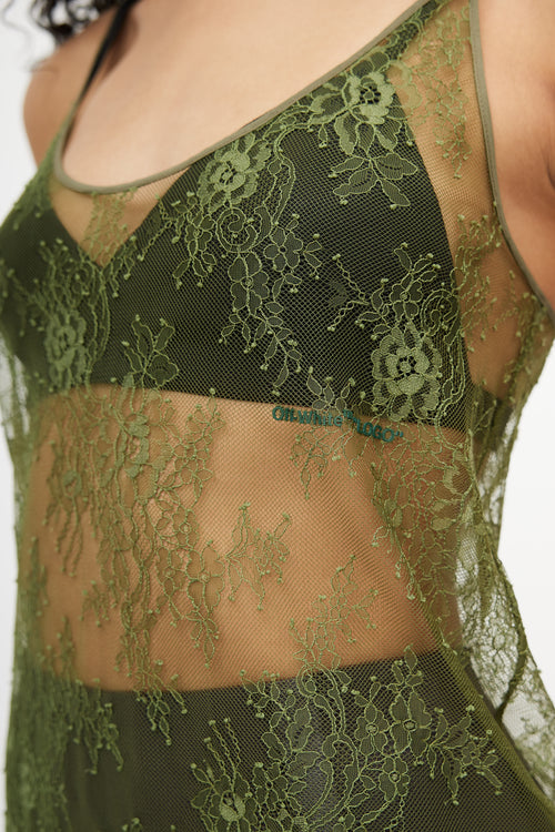 Green Floral Lace Top