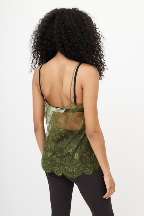 Green Floral Lace Top