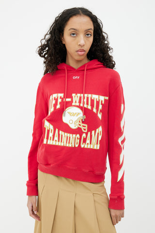 Off-White Red 
White Football Motif Hoodie