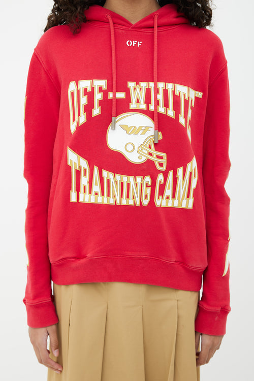 Off-White Red 
White Football Motif Hoodie