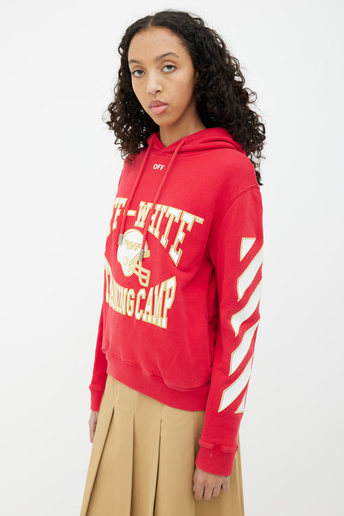 Off-White Red 
White Football Motif Hoodie