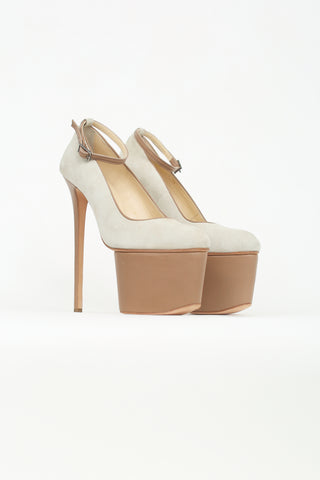 Olcay Gulsen Beige Suede Platform Stiletto