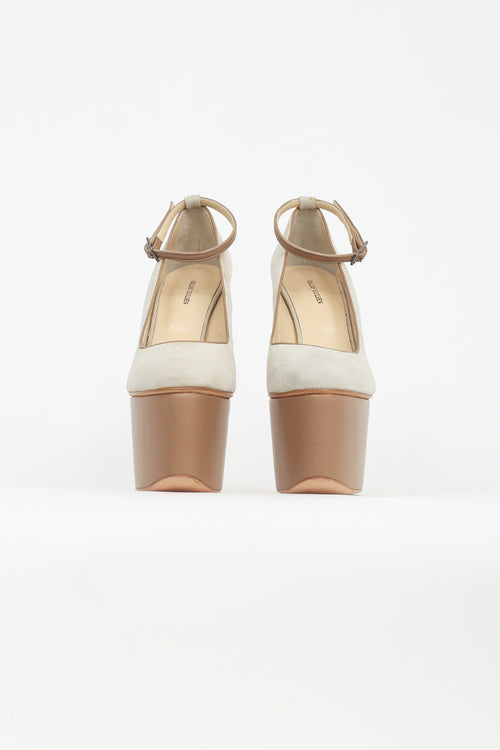 Olcay Gulsen Beige Suede Platform Stiletto