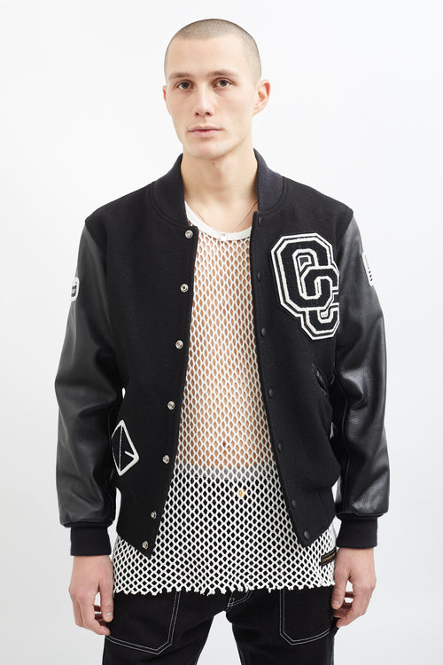 Opening Ceremony Black 
White Wool Varsity Jacket