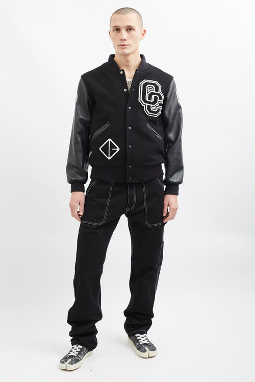 Opening Ceremony Black 
White Wool Varsity Jacket