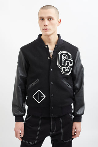 Opening Ceremony Black 
White Wool Varsity Jacket