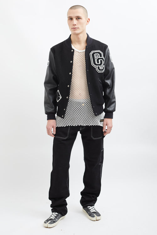 Opening Ceremony Black 
White Wool Varsity Jacket