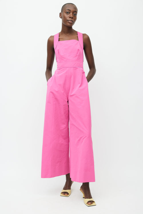 Oscar de la Renta Fall 2018 Pink Wide Leg Overall Jumpsuit