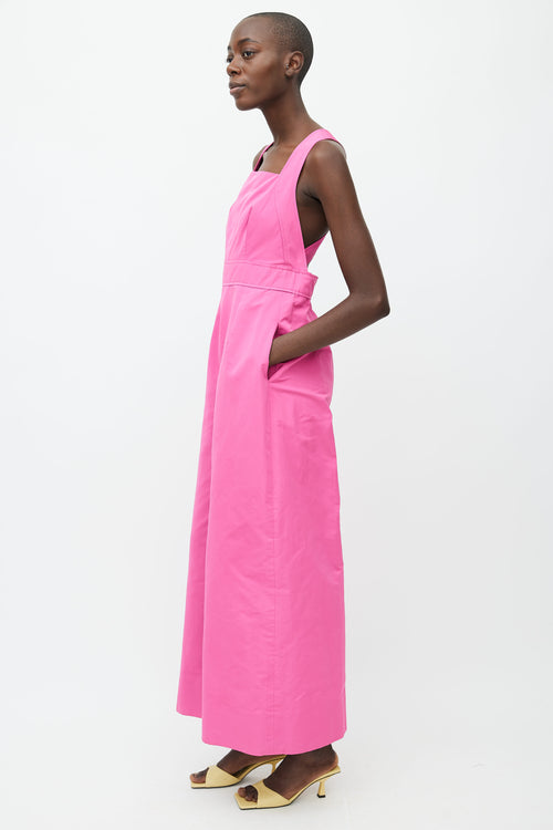 Oscar de la Renta Fall 2018 Pink Wide Leg Overall Jumpsuit