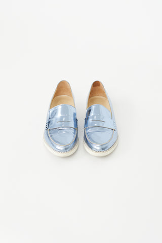 Oscar de la Renta Metallic Blue Rhinestone Loafer