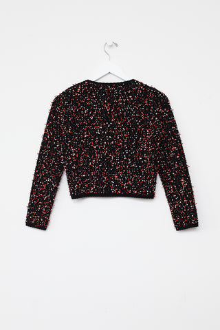 Oscar de la Renta FW 2017 Black 
Red Confetti Cardigan