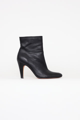 Oscar de la Renta Black Zip Ankle High Heel Boot