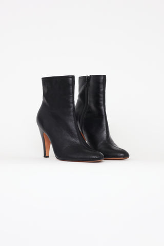 Oscar de la Renta Black Zip Ankle High Heel Boot