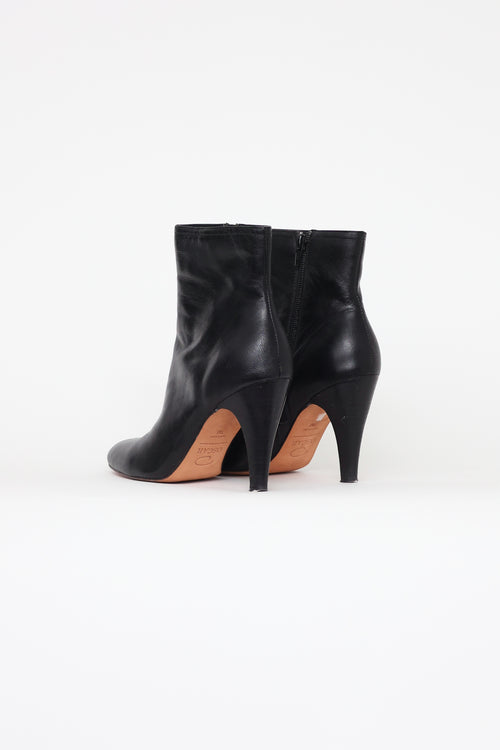 Oscar de la Renta Black Zip Ankle High Heel Boot