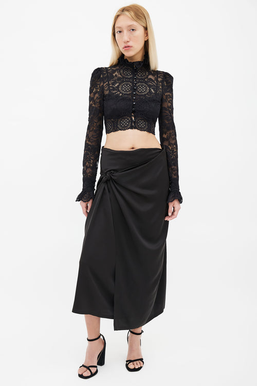 Paco Rabanne Black Lace Cropped Blouse