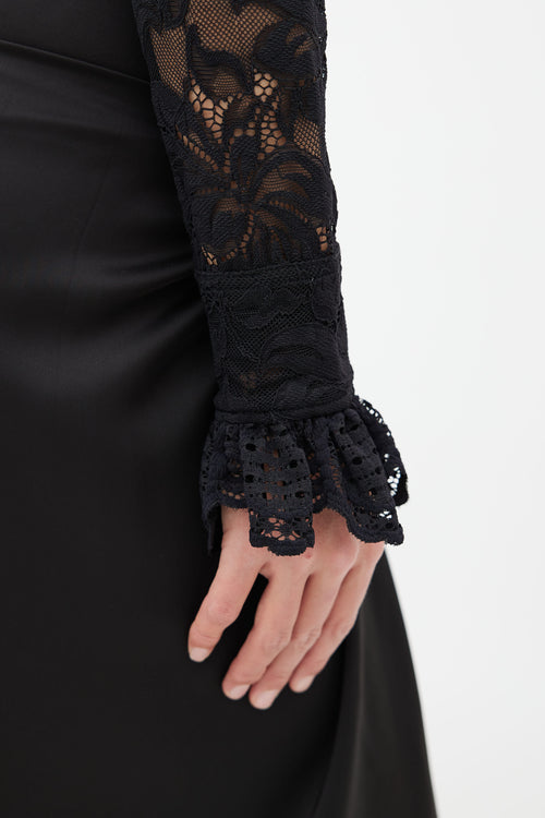 Paco Rabanne Black Lace Cropped Blouse