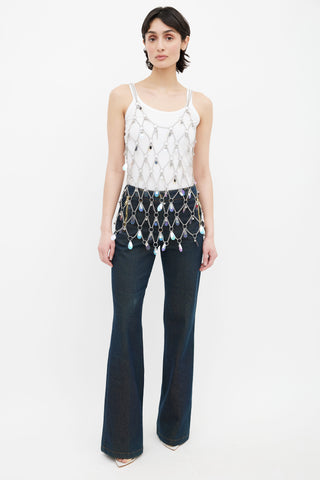 Paco Rabanne Silver Chain Link Embellished Metal Tank Top