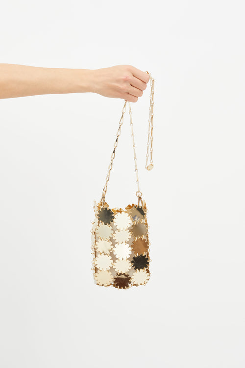 Paco Rabanne Gold-Tone Metal Flower Chain Bag