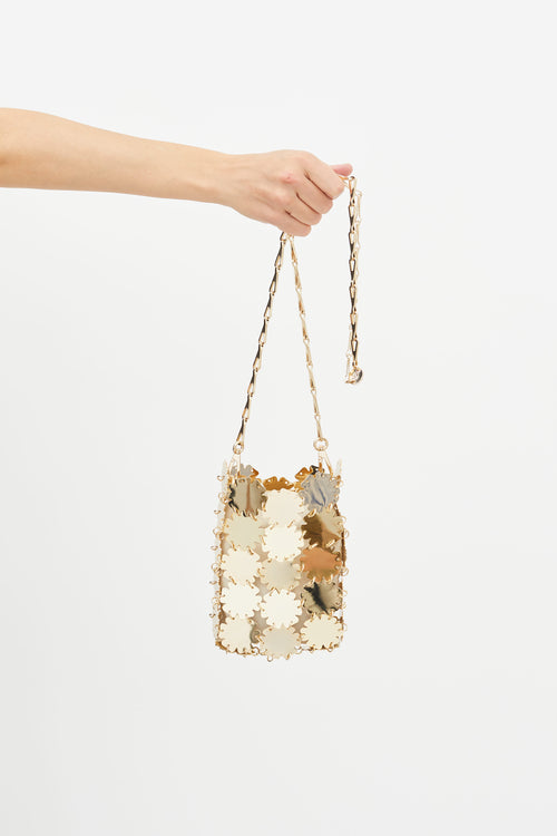 Paco Rabanne Gold-Tone Metal Flower Chain Bag