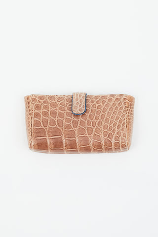 Parmeggiani Brown Embossed Leather Pouch