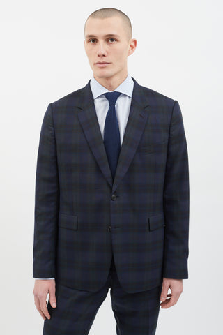 Paul Smith Navy 
Green Plaid Suit