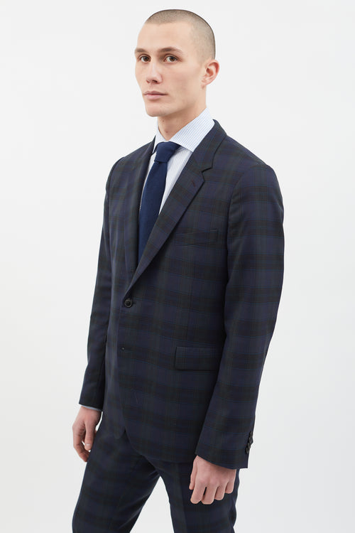 Paul Smith Navy 
Green Plaid Suit