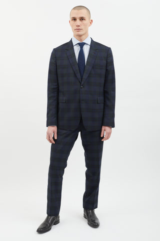 Paul Smith Navy 
Green Plaid Suit