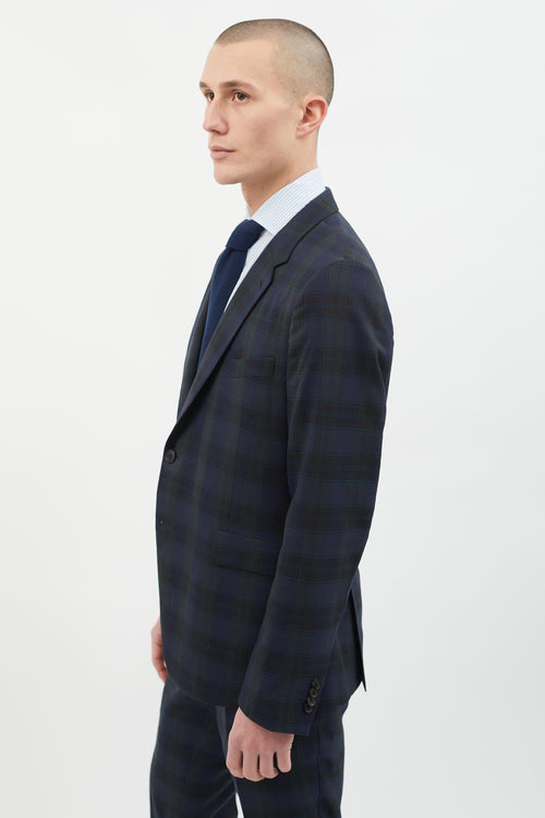 Paul Smith Navy 
Green Plaid Suit