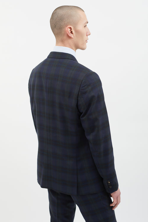 Paul Smith Navy 
Green Plaid Suit