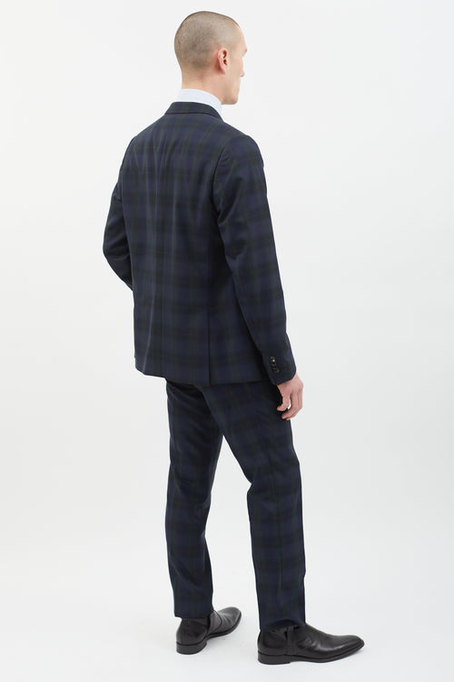 Paul Smith Navy 
Green Plaid Suit