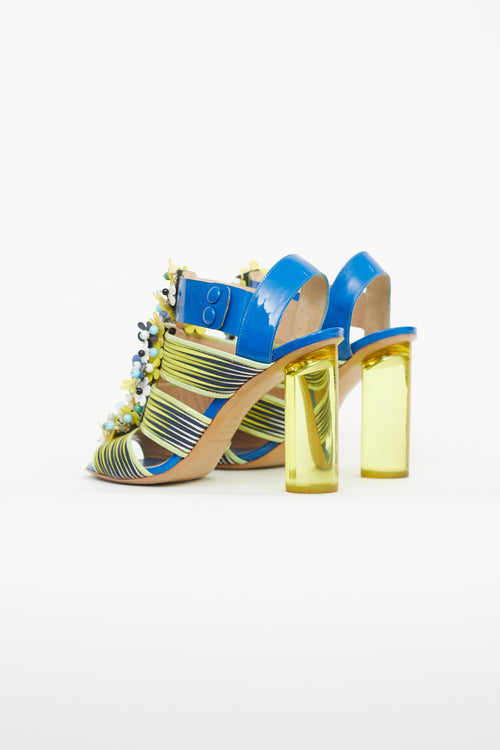 Nicholas Kirkwood X Peter Pilotto Blue 
Yellow Flower Heel