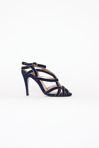 Pierre Hardy Navy Suede Strappy Pump