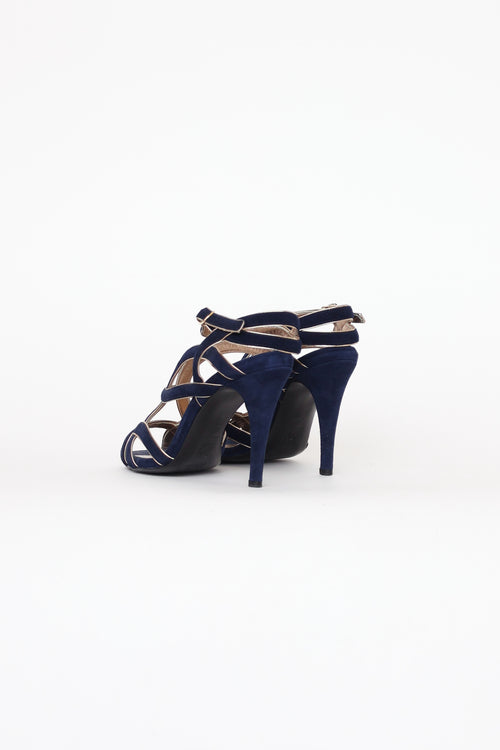 Pierre Hardy Navy Suede Strappy Pump