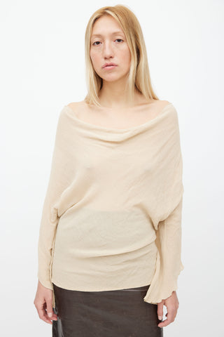 Plein Sud Jeans Beige Semi Sheer Cowl Neck Top