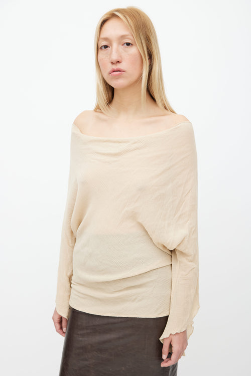 Plein Sud Jeans Beige Semi Sheer Cowl Neck Top