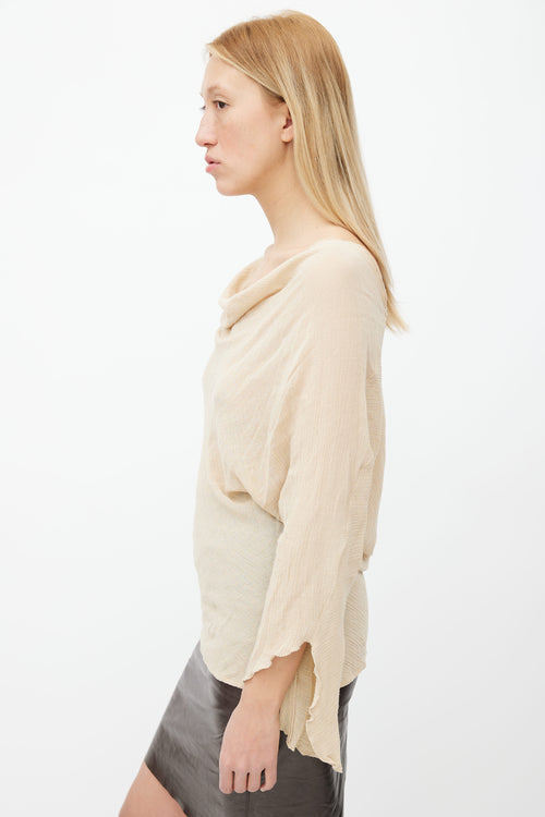 Plein Sud Jeans Beige Semi Sheer Cowl Neck Top